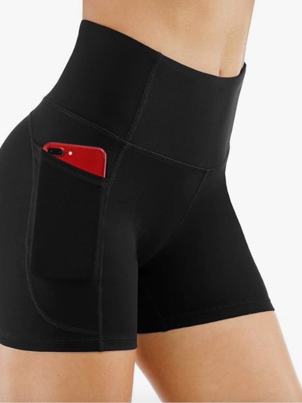 The Gym People High-Waist Yoga Shorts with Side Pocket